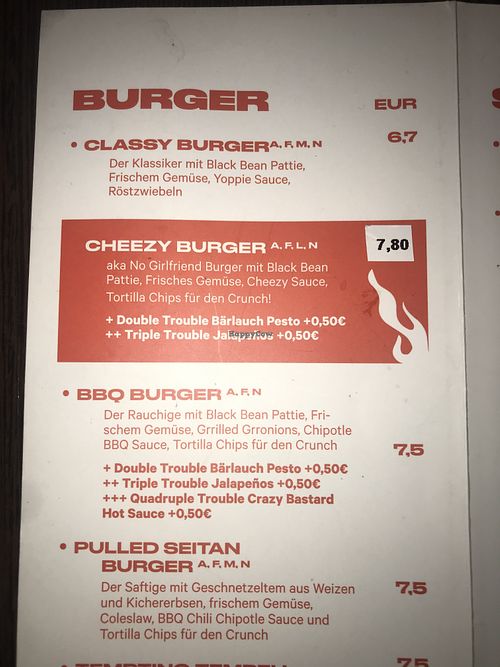 Menu at Neue Republik Reger in Berlin