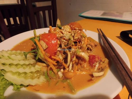 Banana flower salad. One of the most delicious dishes I had. at May Kaidee in Bangkok