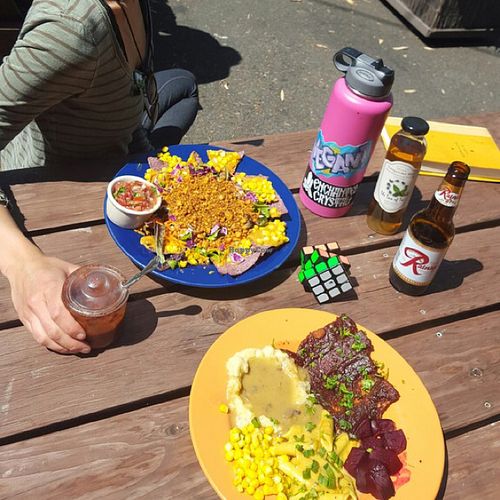 nocho salad and the chef special at Papa G's Vegan Organic Deli in Portland