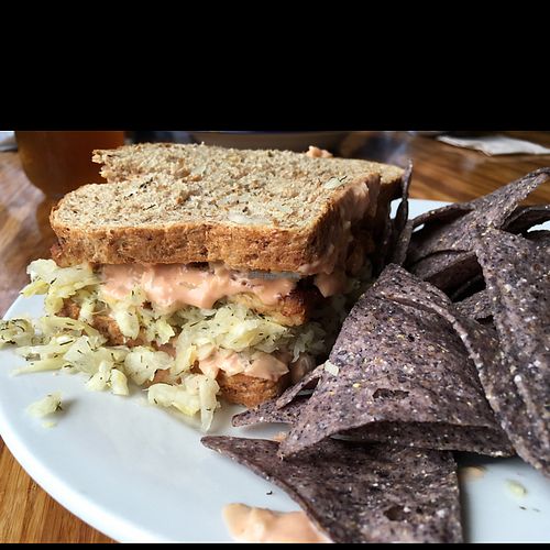 Killer Tempeh Reuben at Papa G's Vegan Organic Deli in Portland
