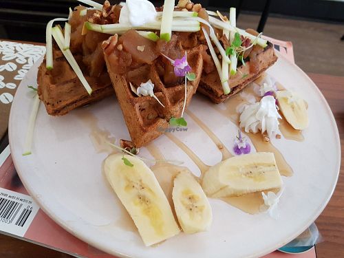 Banana bread waffles at Oar Cafe in West Lakes
