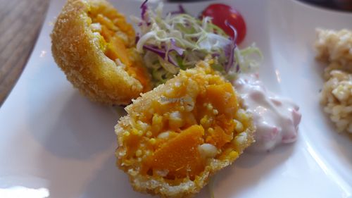 pumpkin croquette at Aoi Sora Organic Cafe in Sapporo