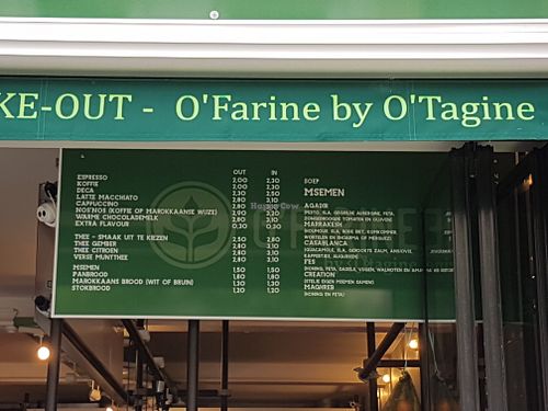 menu at O'Farine in Antwerpen