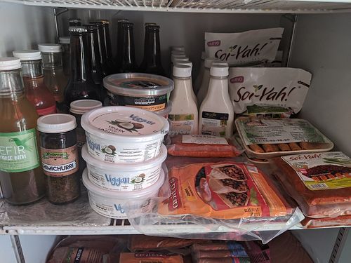 Yogurt & mock meats at Vegan Bageri in Zapopan