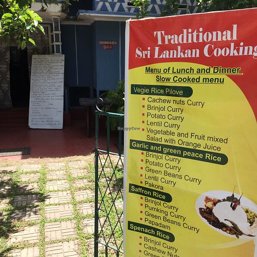 Menu at gate at Sri Dhara Restaurant  in Unawatuna