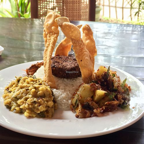 3 curries with rice. Unbelievable! at Sri Dhara Restaurant  in Unawatuna