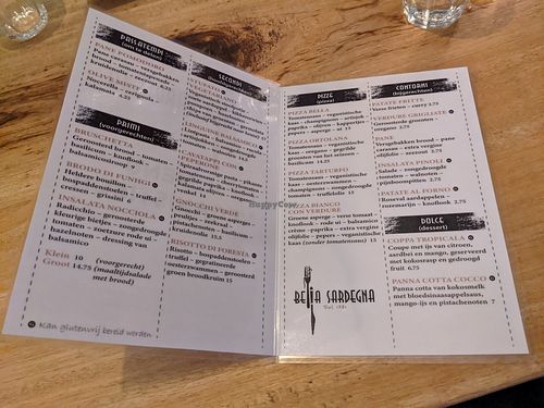 Vegan menu at Bella Sardegna in Roden