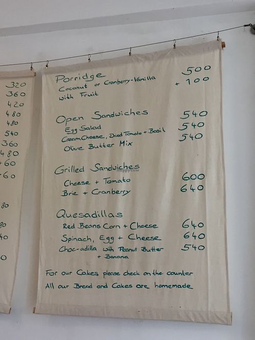 Menu at Kat's Coffee in Unawatuna