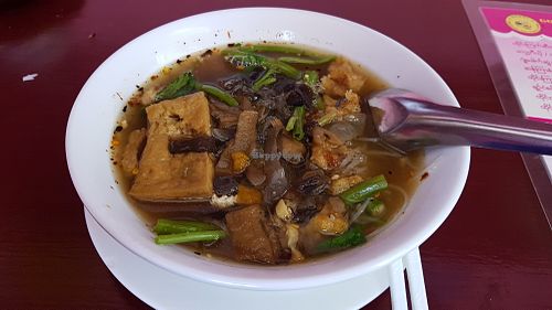 Tofu and noodle soup at Bodhi Vegetarian Thai Food in Yangon