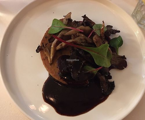 Polenta with mushroom and cacao sauce at brEAThe Restaurant - Pigalle in Paris