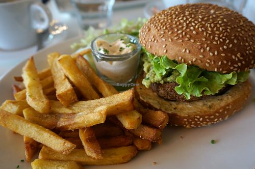 Burger w/avocado cream at brEAThe Restaurant - Pigalle in Paris