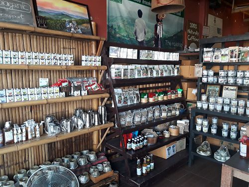 Tea and coffee selection at Yoddoi Coffee & Tea in Chiang Rai