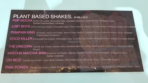Menu at Cake Shake USA in New York City