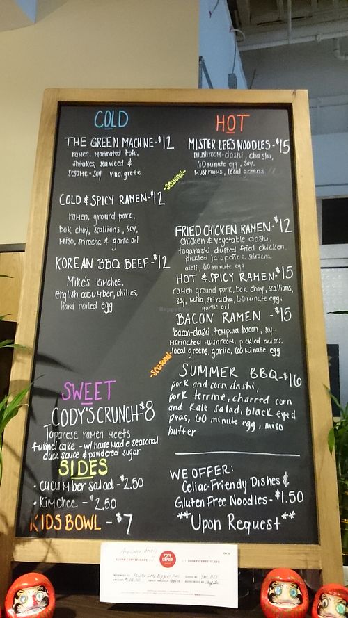 Menu board at Mister Lee's Noodles in Easton