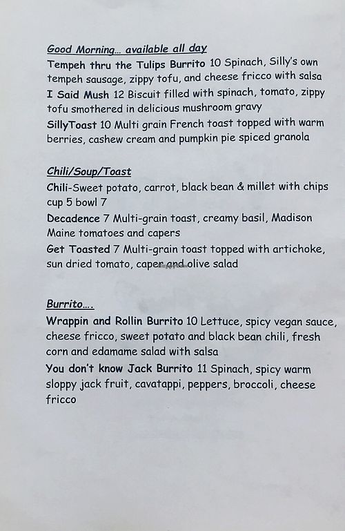 Menu 1/3 at Simply Vegan by Silly's in Portland