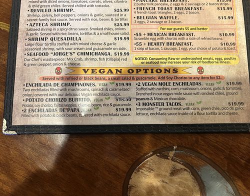 Menu   at Cantina Azteca in Carmichael