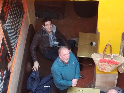 Sitting in restaurant at Earth Cafe - Derb Zawak in Marrakech