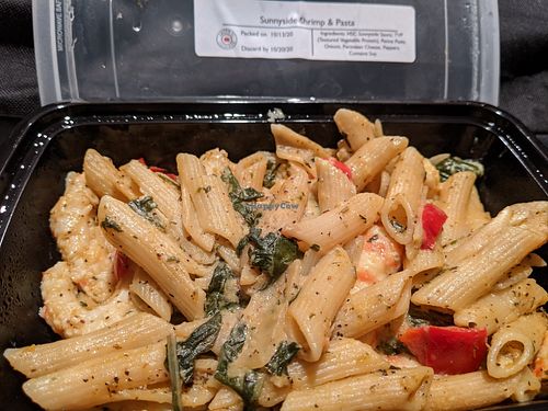 Delicious sunnyside Shrimp & Pasta, from the shoppette. at Houston Sauce Co in Houston