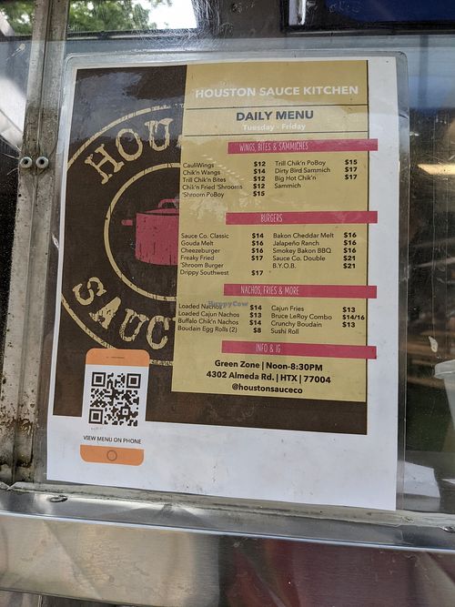 Daily menu at Houston Sauce Co in Houston