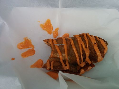 boudain empanada with remoulade sauce close up; almost forgot to photograph it! at Houston Sauce Co in Houston