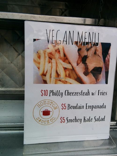 Food truck menu for the day at Houston Sauce Co in Houston