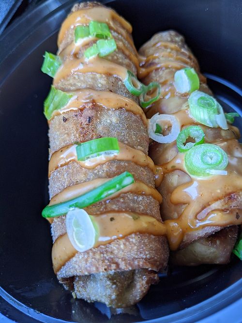 Philly egg rolls with remoulade sauces at Houston Sauce Co in Houston