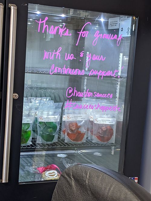 Shoppete refrigerator case at Houston Sauce Co in Houston