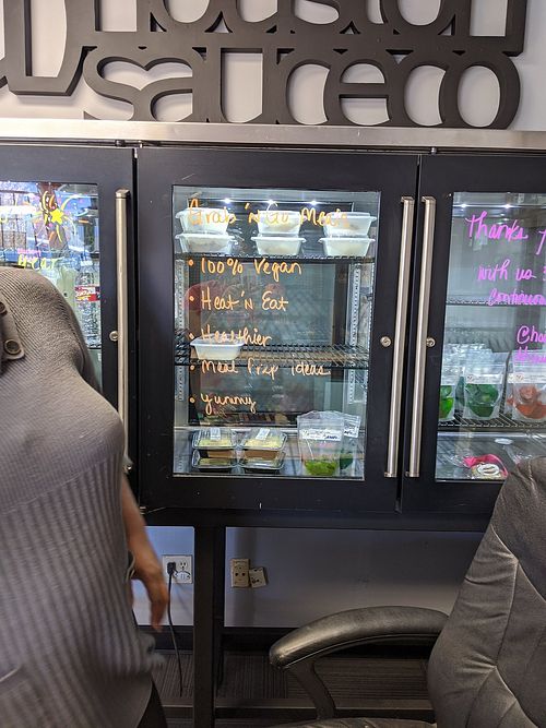 Shoppete refrigerator case. Heat & eat. Can be heated there or taken home. at Houston Sauce Co in Houston