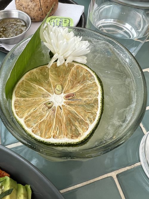 Ginger lemonade, pretty presentation   at Inside Cafe in Guanajuato