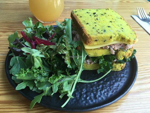 Not tuna jackfruit sandwich at Orteá - Vegan Collective in Lisbon