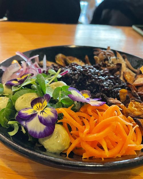 Black rice bowl  at Orteá - Vegan Collective in Lisbon