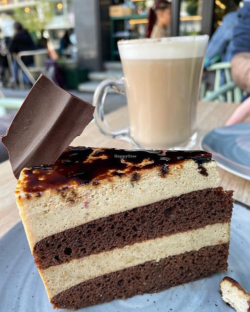 Chocolate, caramel and coffee cake  at Orteá - Vegan Collective in Lisbon