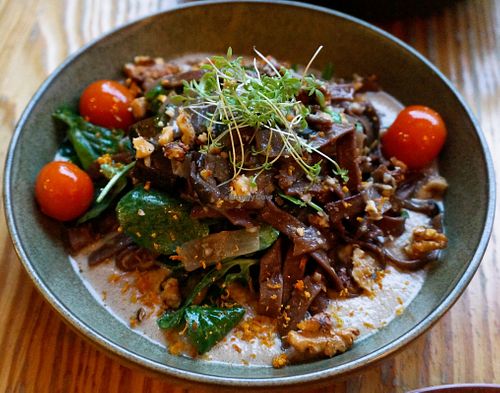 The traveler (cocoa tagliatelle w/nuts fondue) at Orteá - Vegan Collective in Lisbon