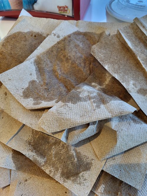 Oil from the burger at Earth Burger in San Marcos