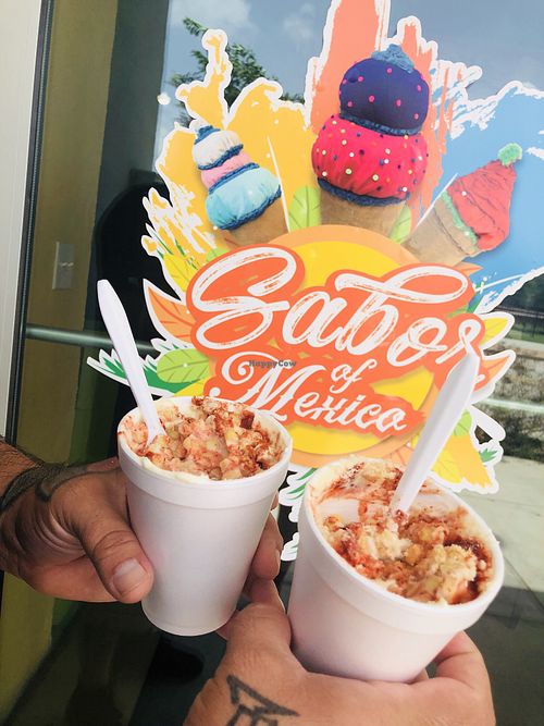 Corn in a Cup, vegan mayo & Parmesan cheese!  at Sabor of Mexico in Baytown