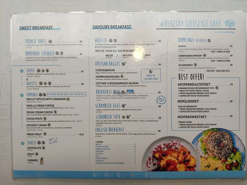 Menu at Cakester Cafe in Krakow