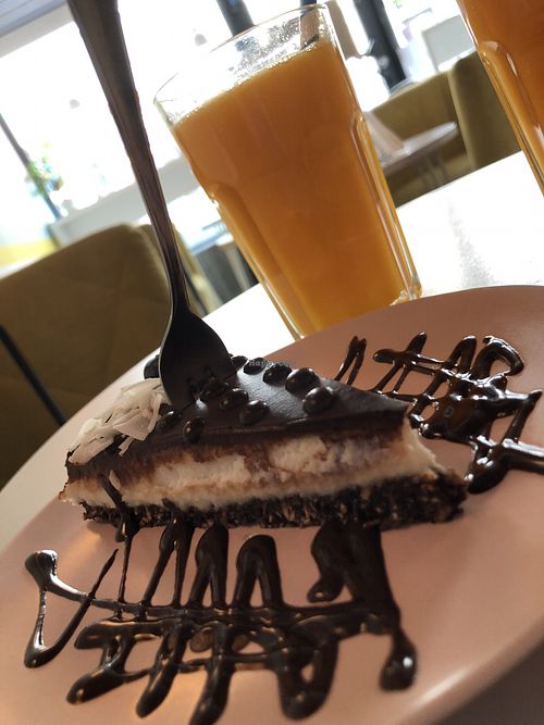 Bounty cake at Cakester Cafe in Krakow