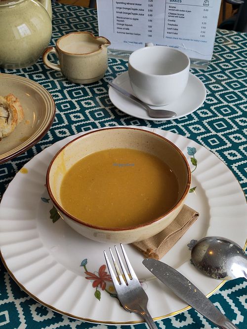 Lentil soup (as side dish to the sandwich) at Bridge Cottage Cafe in Poolewe
