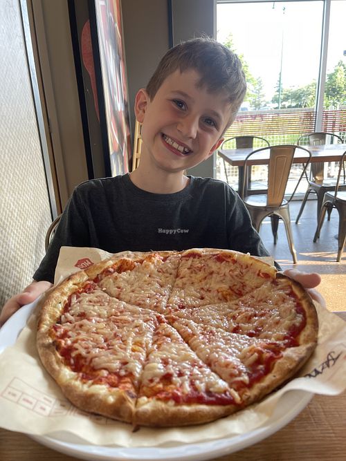 One happy vegan kid!  at Mod Pizza in Westminster