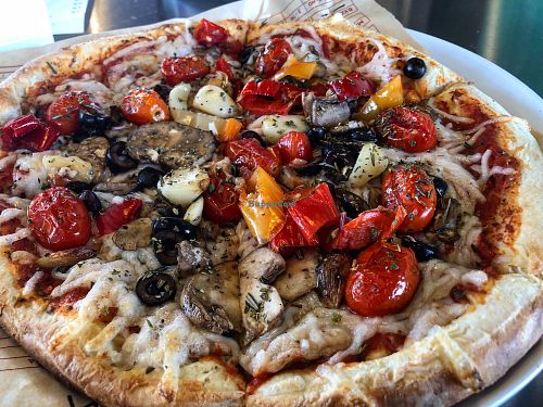 Vegan Megga with tomatoes, garlic, olives, mushrooms and peppers at Mod Pizza in Dover