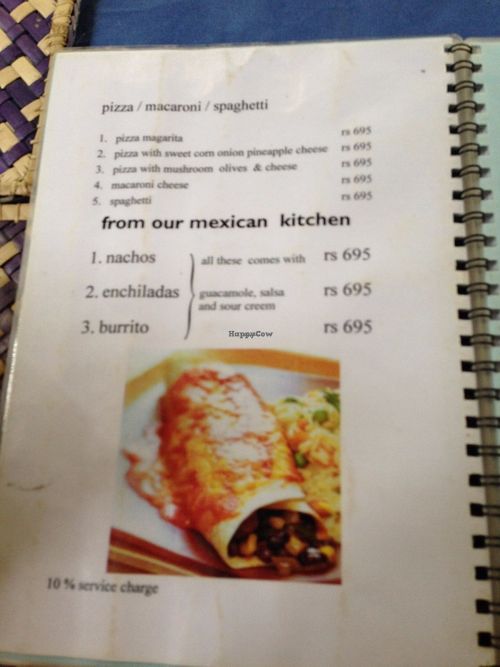 Jina's menu at Jina's in Unawatuna