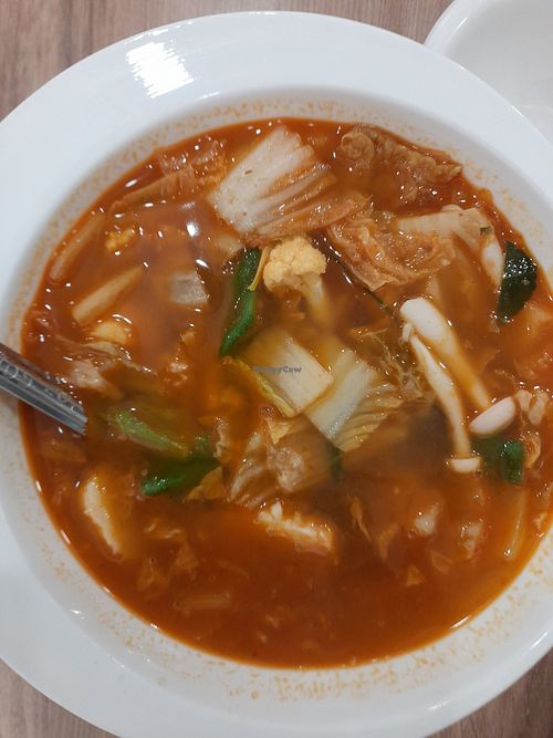 Tom Yum soup at True Veggie 实斋 in Central Singapore