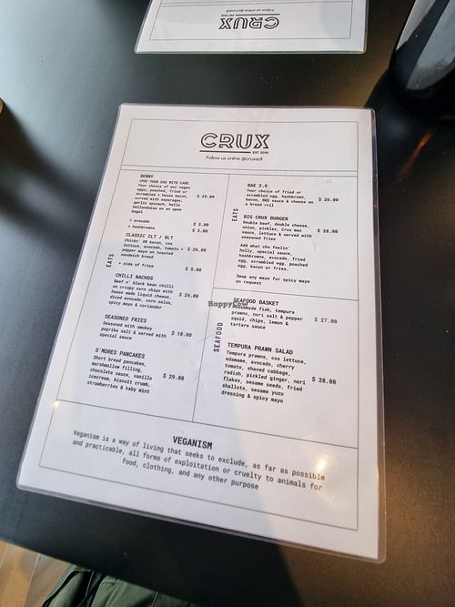 Menu 06/2022 at Crux in Semaphore