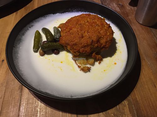 African hedgehog mushroom dish - delicious! at POP vegan in Hong Kong Island