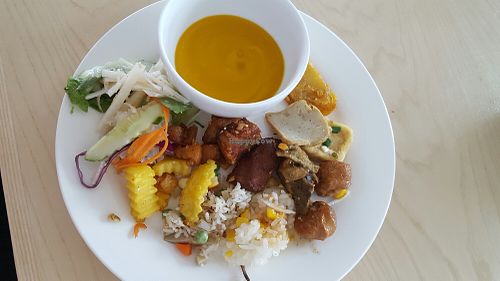 Fried rice and sticky rice with corn & coconut! at Loving Hut - Hoa Sen in Hanoi