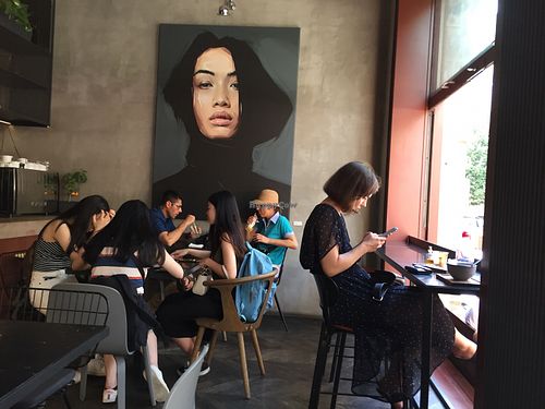 Inside and art  at Venue in Prague