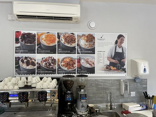 Hot chocolate board  at Cocoa Black in Peebles