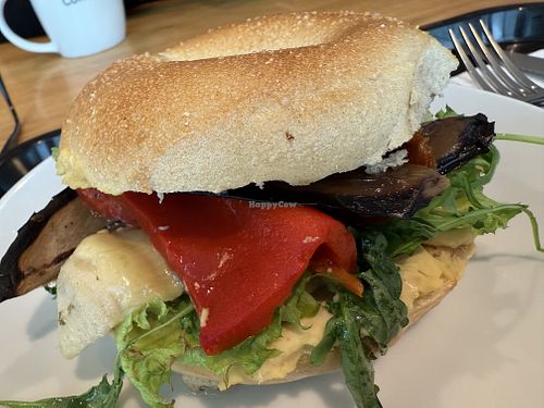 vegan bagel  at American Bagels & Coffee Co in Vaduz
