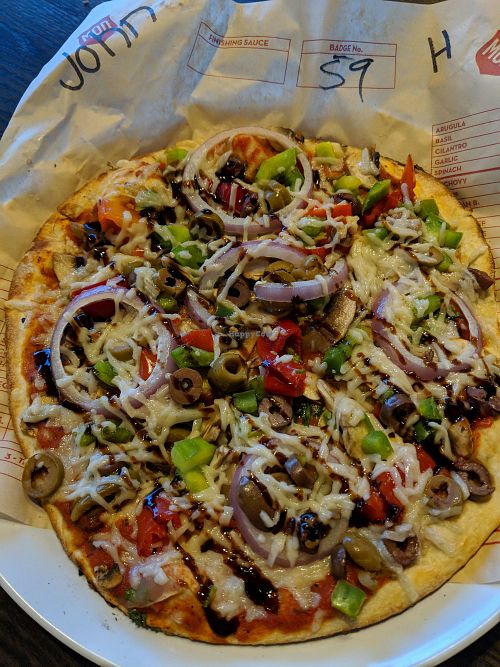Veggie pizza, vegan cheeze, balsamic finish at Mod Pizza in The Dalles