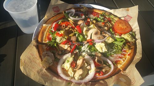 Gluten free crust, topped with vegan options is a heavenly choice. at Mod Pizza - Bend North in Bend